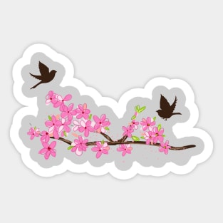 Sakura Blossom Birds Sticker